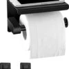 Toiletrolhouder Met Plankje - Zelfklevend Of Boren - WC Rolhouder - Incl. Handdoekhaakjes - Zwart 1 Toiletrolhouder Met Plankje - Zelfklevend Of Boren - WC Rolhouder - Incl. Handdoekhaakjes - Zwart -Badkamer Product Winkel 1021x1200