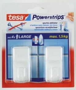 Tesa Powerstrips Haken Classic Large - Wit - 2 Stuks 19 Tesa Powerstrips Haken Classic Large - Wit - 2 Stuks -Badkamer Product Winkel 1022x1200