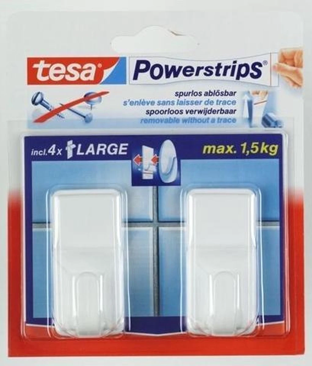 Tesa Powerstrips Haken Classic Large - Wit - 2 Stuks 8 Tesa Powerstrips Haken Classic Large - Wit - 2 Stuks - Afbeelding 6