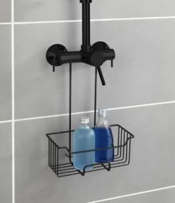 WENKO Doucherek Milo 25x36cm RVS Zwart - Doucherek Zonder Boren - Doucherek Hangend Zwart -Badkamer Product Winkel 1037x1200 1