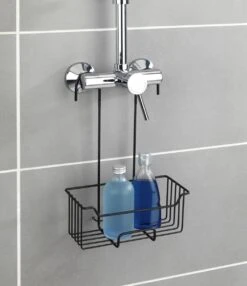 WENKO Doucherek Milo 25x36cm RVS Zwart - Doucherek Zonder Boren - Doucherek Hangend Zwart -Badkamer Product Winkel 1037x1200 2