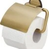 Tiger Tune - Toiletrolhouder Met Klep - Messing Geborsteld / Zwart -Badkamer Product Winkel 1045x1200