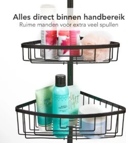 Ogoods Telescopisch Doucherek Inclusief 4 Manden - Zwart - Badkamerrek - Zonder Boren - In Hoogte Verstelbaar - Opbergsysteem -Badkamer Product Winkel 1051x1200 1