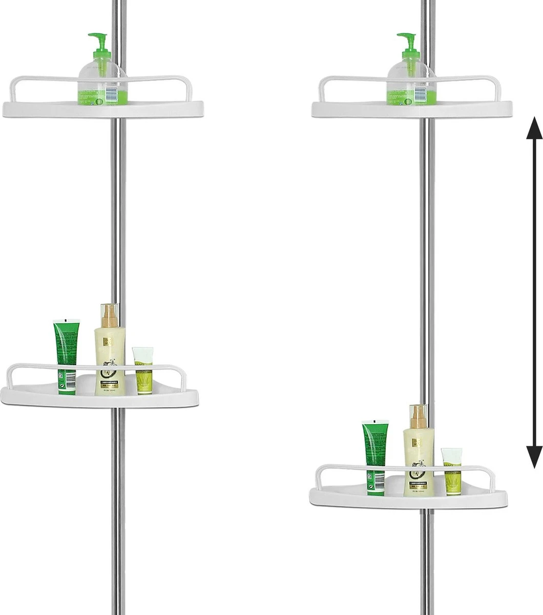 Telescopisch Doucherek Uit Chroom, Verstelbaar 155 - 320 Cm Met Extra Handdoekrek 4 Telescopisch Doucherek Uit Chroom, Verstelbaar 155 - 320 Cm Met Extra Handdoekrek - Afbeelding 2