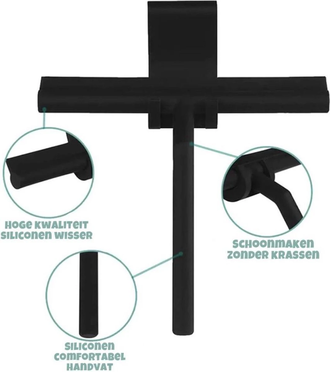 Merkloos Douchewisser Zwart Met Ophanghaak - Raamwisser - Douche Trekker - Badkamer Accessoires - Wisser Douche - Silicone Raamtrekker 4 Merkloos Douchewisser Zwart Met Ophanghaak - Raamwisser - Douche Trekker - Badkamer Accessoires - Wisser Douche - Silicone Raamtrekker - Afbeelding 2