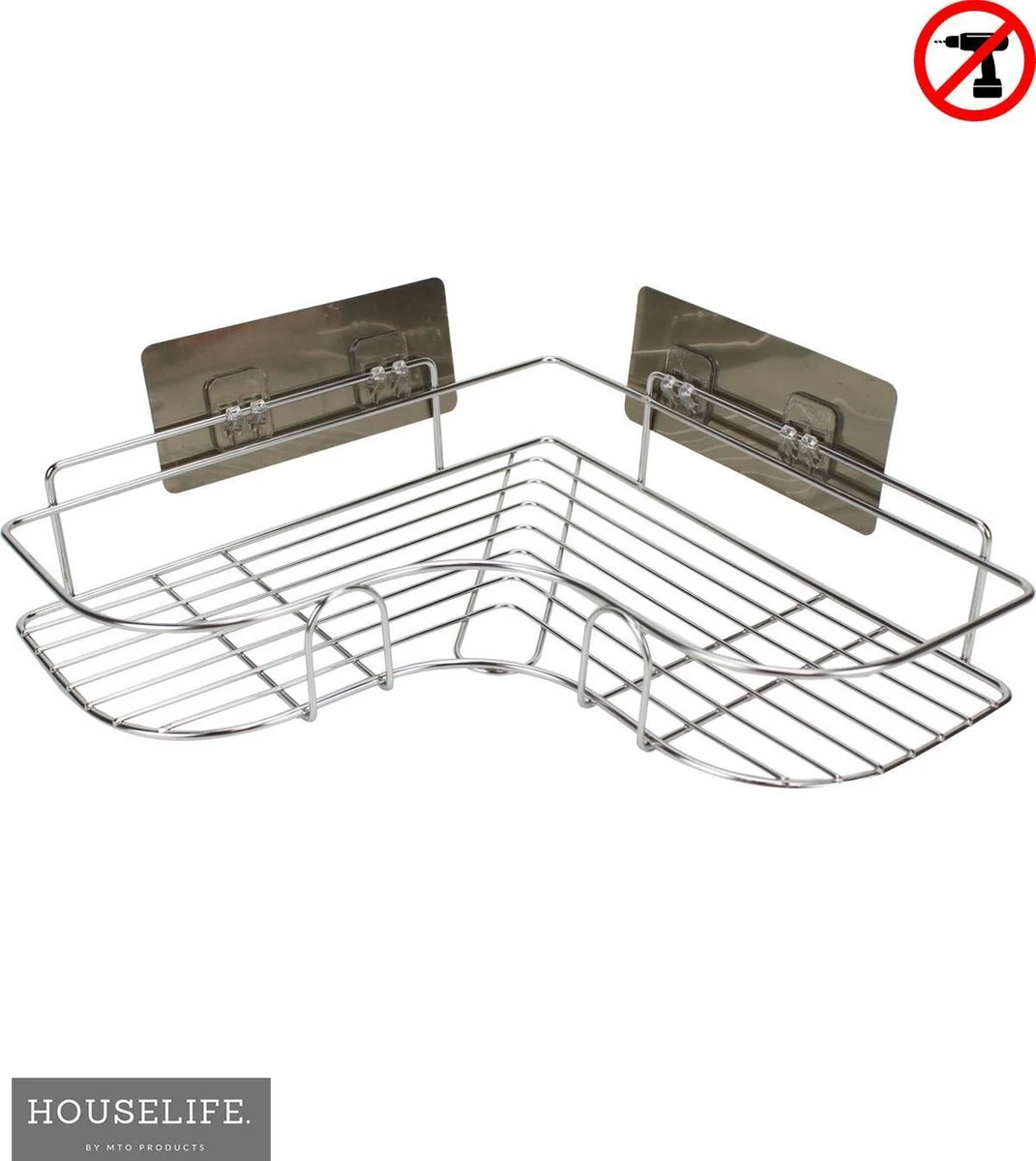 Doucherek Zonder Boren - RVS - Zelfklevend Doucherekje - Hangend – Hoek – Inclusief 2 Muurstickers 4 Doucherek Zonder Boren - RVS - Zelfklevend Doucherekje - Hangend – Hoek – Inclusief 2 Muurstickers - Afbeelding 2