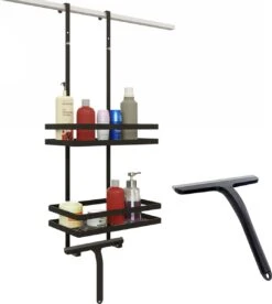 Doucherek Zonder Boren – Doucherek Zwart – Doucherek Hangend – Badkamer Organizer – Douche Organizer - Doucherekje - Doucherekje Zonder Boren