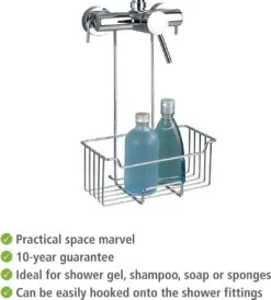 WENKO Doucherek Milo 25x36cm RVS Glanzend - Doucherek Zonder Boren - Doucherek Hangend -Badkamer Product Winkel 1083x1200 5