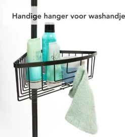 Ogoods Telescopisch Doucherek Inclusief 4 Manden - Zwart - Badkamerrek - Zonder Boren - In Hoogte Verstelbaar - Opbergsysteem -Badkamer Product Winkel 1092x1200 1