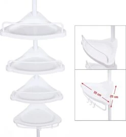 Merkloos Telescopisch Douche Rek Met 4 Lagen - Verstelbaar Bad / Douche Hoekrek Opbergrek - Uitschuifbaar Van 85-305 Cm - Wit -Badkamer Product Winkel 1102x1200 2