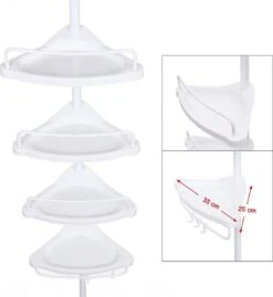 Hoppa! Telescopisch Doucherek Zonder Boren / Uitschuifbaar Douche Rek Van 85-305 Cm - Badopbergrek - Wit -Badkamer Product Winkel 1102x1200 3