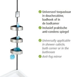 WENKO Telescopisch Doucherek Big Black 3-laags Met Spiegel Zilver/zwart - Bevestigen Zonder Boren 21 WENKO Telescopisch Doucherek Big Black 3-laags Met Spiegel Zilver/zwart - Bevestigen Zonder Boren -Badkamer Product Winkel 1104x1200 1