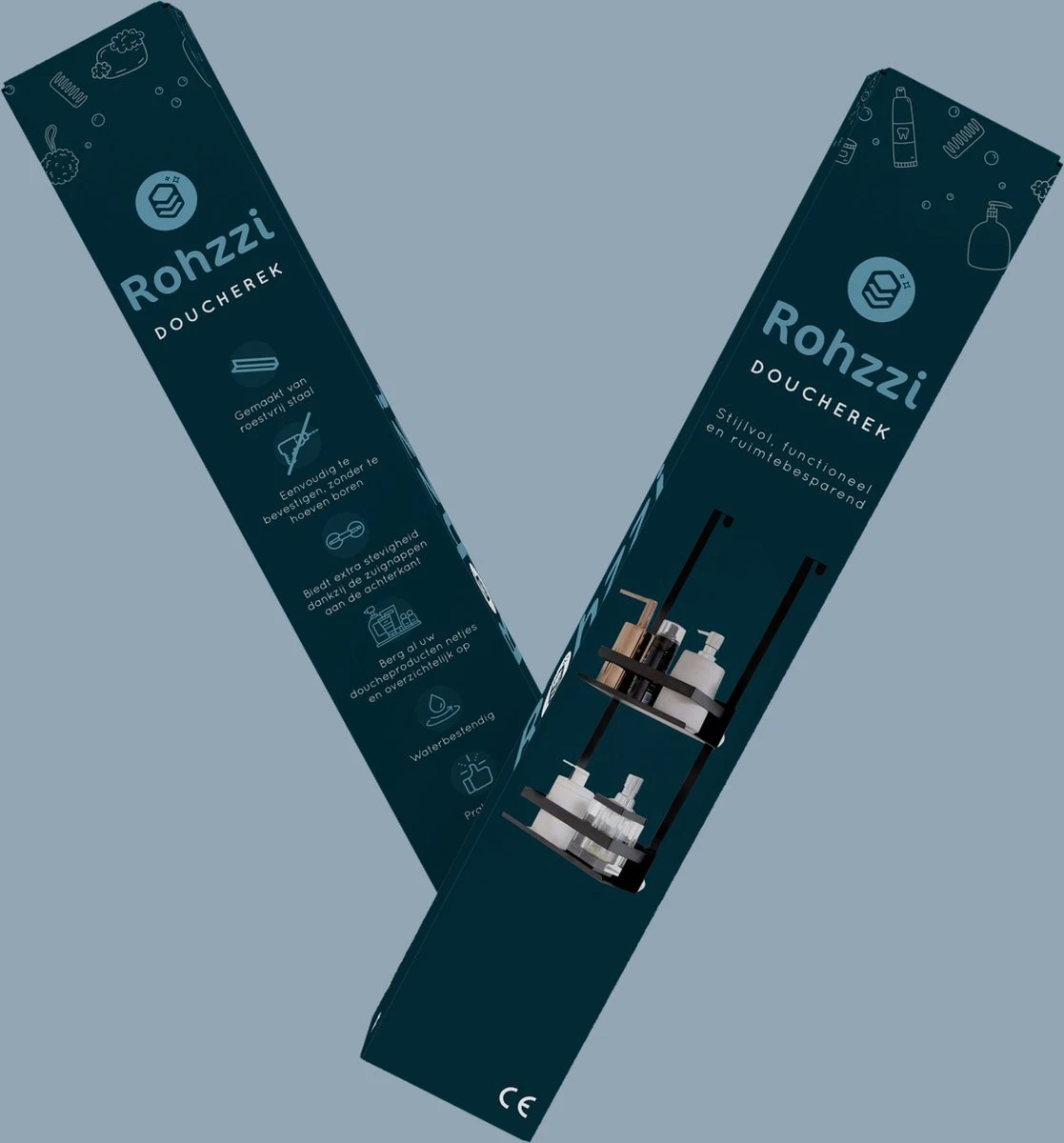 Rohzzi Doucherek Zonder Boren - 30 Dagen Uitproberen - Doucherek Hangend - Badkamer Accessoires - RVS - 2 Laags 8 Rohzzi Doucherek Zonder Boren - 30 Dagen Uitproberen - Doucherek Hangend - Badkamer Accessoires - RVS - 2 Laags - Afbeelding 6