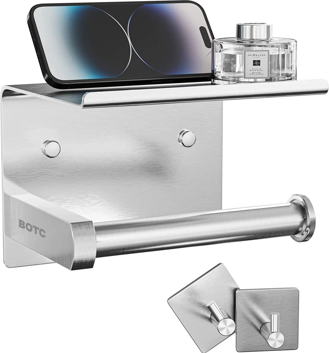 BOTC Toiletrolhouder Met Handdoekhaakjes - Toiletrolhouder - Toiletrolhouder - Zelfklevend / Boren / Zonder Boren - RVS - Zliver 3 BOTC Toiletrolhouder Met Handdoekhaakjes - Toiletrolhouder - Toiletrolhouder - Zelfklevend / Boren / Zonder Boren - RVS - Zliver