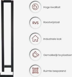 Homestic© - WC Rolhouder Zwart - Balto Industrieel Toiletrolhouder Zonder Boren - Robuuste Toiletrolhouder Met Opslag Voor WC Papier - 70x12x10 CM - Roestvrij Staal - Wit -Badkamer Product Winkel 1119x1200 1