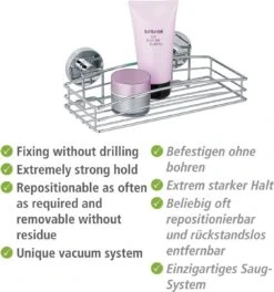 WENKO Vacuum-Loc Doucherek Chroom - Bevestigen Zonder Boren 24 WENKO Vacuum-Loc Doucherek Chroom - Bevestigen Zonder Boren -Badkamer Product Winkel 1121x1200