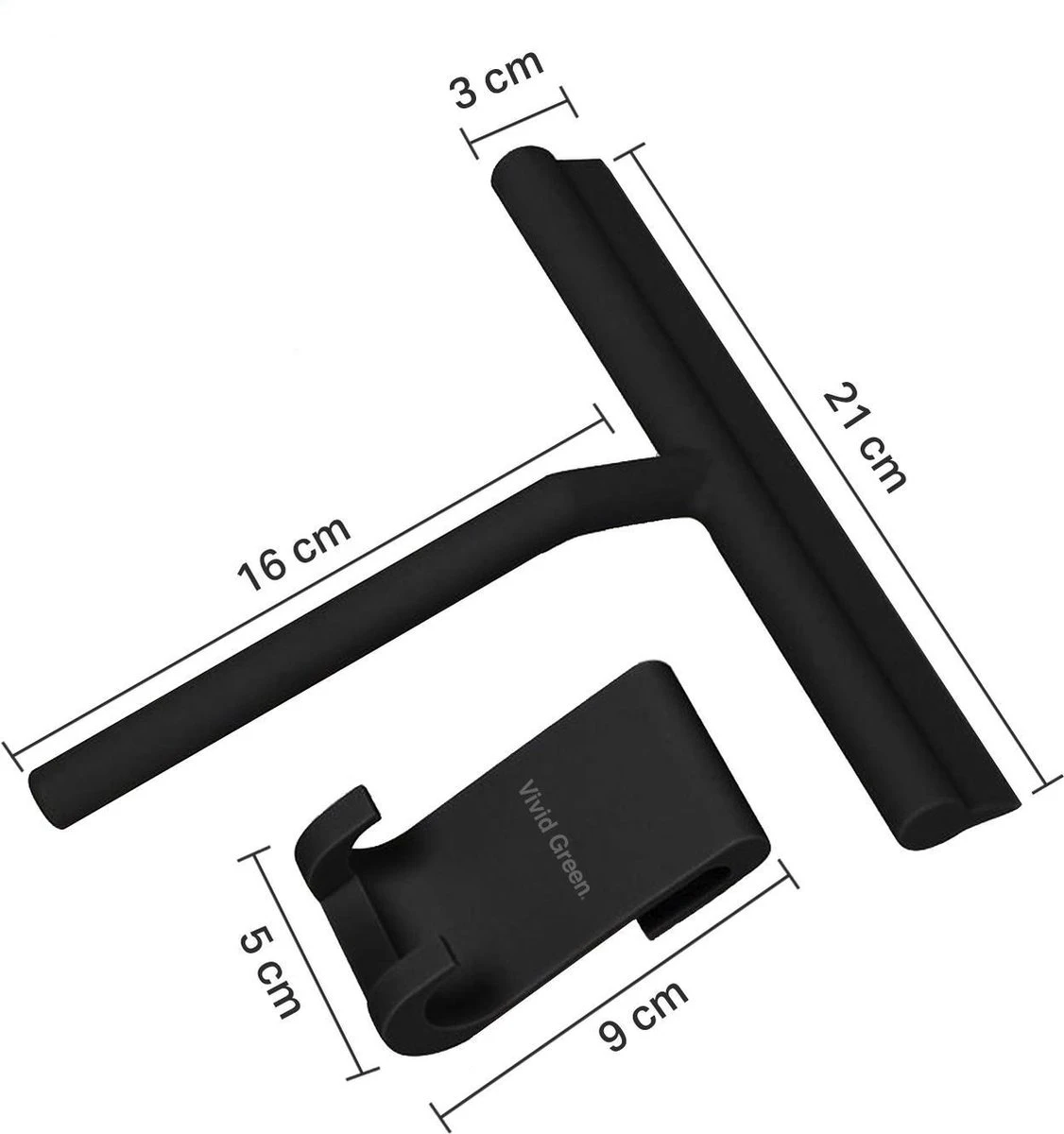 Vivid Green Siliconen Douchewisser Met Ophangsysteem – Raamwisser – Trekker Douche - Badkamer Accesoires – Wisser - Zwart 4 Vivid Green Siliconen Douchewisser Met Ophangsysteem – Raamwisser – Trekker Douche - Badkamer Accesoires – Wisser - Zwart - Afbeelding 2