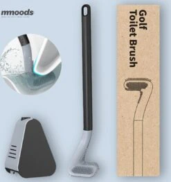Mmoods Siliconen Golf Toiletborstel – WC Borstel Met Houder – Flexibele Siliconen WC Borstel – Antibacterieel – Hygiënisch – Zwart