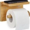 Relaxdays Toiletrolhouder Met Plankje - Wc-rolhouder Bamboe - Rolhouder Toilet - Hout -Badkamer Product Winkel 1134x1200