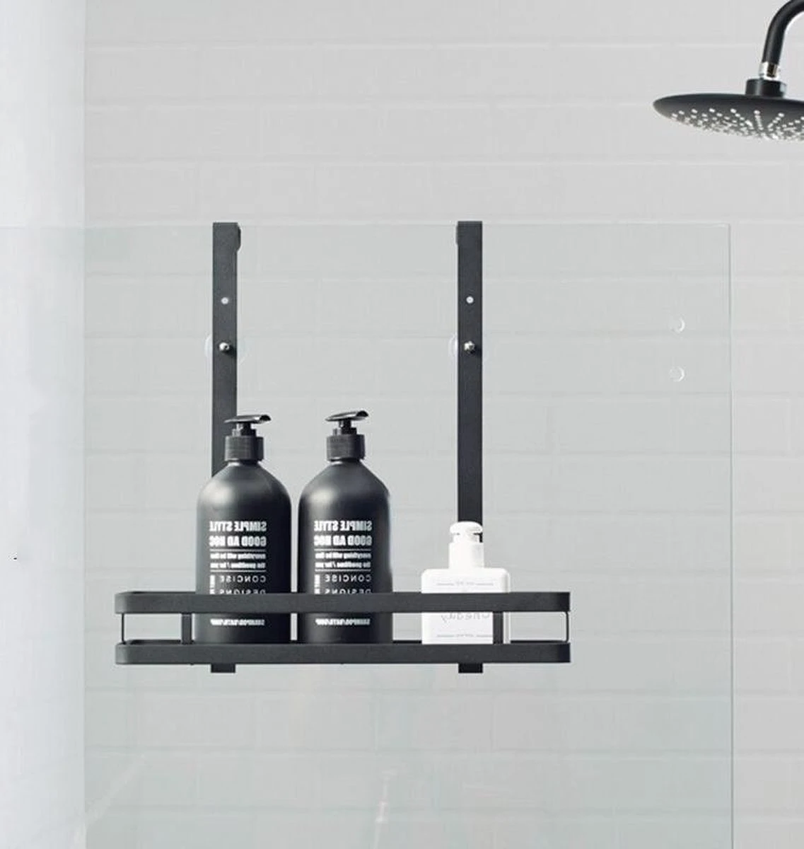 Doucherek Aan Douchewand - Zwart - Doucherekje Hangend - Zonder Boren 12 Doucherek Aan Douchewand - Zwart - Doucherekje Hangend - Zonder Boren - Afbeelding 10