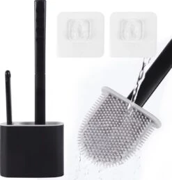 Lopoleis WC Borstel – Toiletborstel – Gesloten Bodem – WC Borstel Met Randreiniger – Siliconen – Zwart – WC Borstel Met Houder – Vrijstaand – Hangend – WC Borstel En Houder -Badkamer Product Winkel 1145x1200