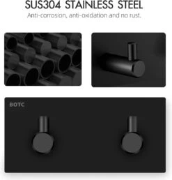 BOTC Handdoekhouder RVS - Handdoekhaakjes 2 In 1 RVS Zelfklevend - Rechthoekig Handdoek Haakjes - Handdoekhaak - Zwart -Badkamer Product Winkel 1151x1200 1