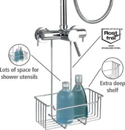 WENKO Doucherek Milo 25x36cm RVS Glanzend - Doucherek Zonder Boren - Doucherek Hangend -Badkamer Product Winkel 1154x1200 4