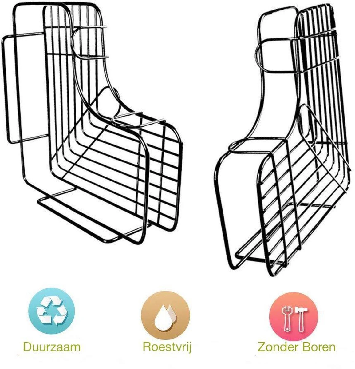 HomeBasics Zelfklevend Doucherek | Zwart | Zonder Boren | Doucherek Met Zuignap | Zuignappen | Doucherek Hoek | Badrek | Douchemandje | Keukenrek | Specerijenrek | Kruidenrek 5 HomeBasics Zelfklevend Doucherek | Zwart | Zonder Boren | Doucherek Met Zuignap | Zuignappen | Doucherek Hoek | Badrek | Douchemandje | Keukenrek | Specerijenrek | Kruidenrek - Afbeelding 3