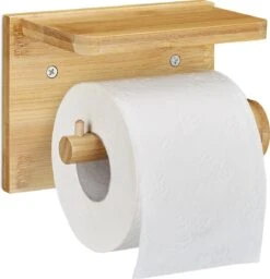 Relaxdays Toiletrolhouder Met Plankje - Wc-rolhouder Bamboe - Rolhouder Toilet - Hout -Badkamer Product Winkel 1156x1200
