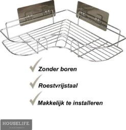 Doucherek Zonder Boren - RVS - Zelfklevend Doucherekje - Hangend – Hoek – Inclusief 2 Muurstickers 14 Doucherek Zonder Boren - RVS - Zelfklevend Doucherekje - Hangend – Hoek – Inclusief 2 Muurstickers -Badkamer Product Winkel 1156x1200 3