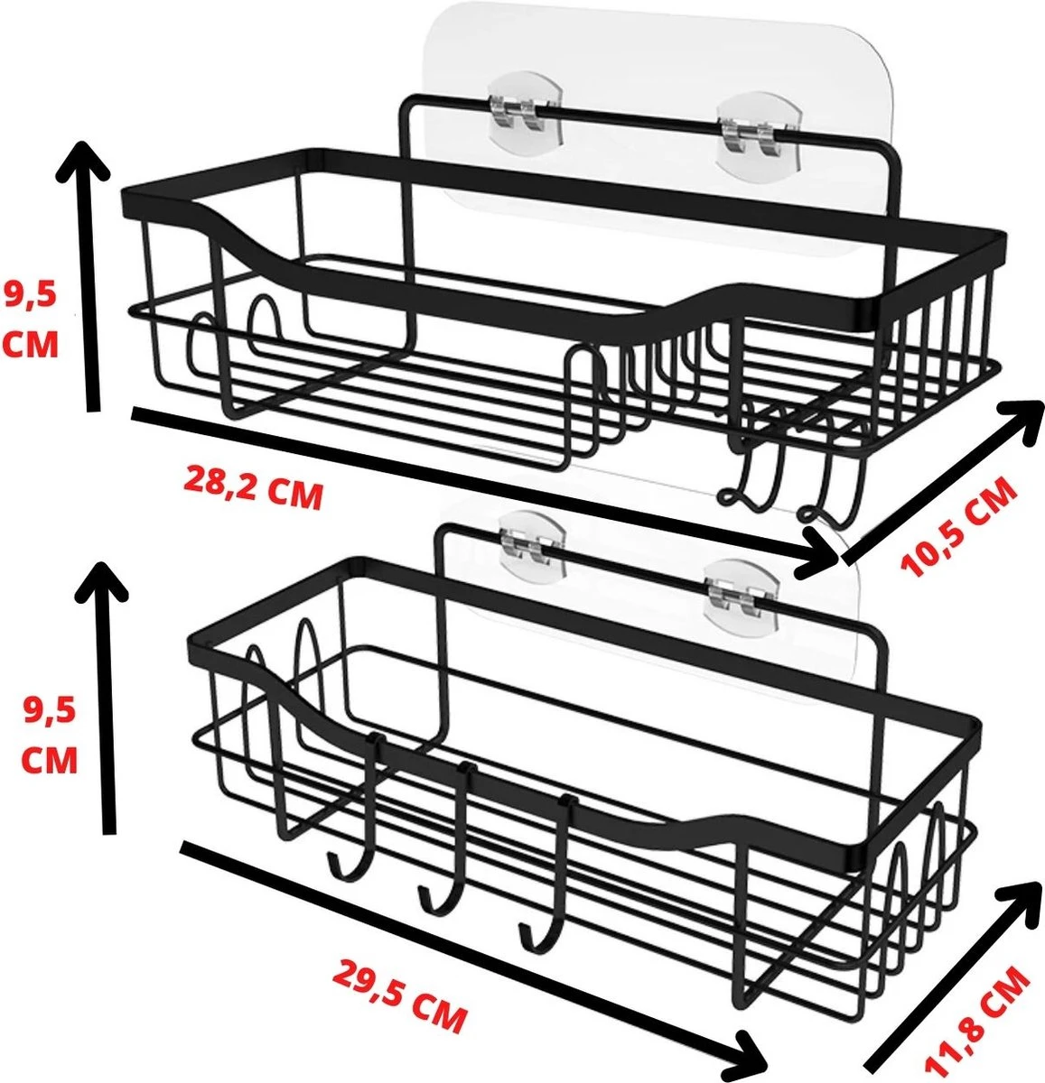 STRICX Doucherek 2 Laags Zwart - Zelfklevend Doucherek Inclusief 3 Ophanghaakjes - Doucherek Voor Badkamer / Keuken - Doucherek Met Plakstrip - Keukenrek Met Plakstrip - Badrek Douche - Kruidenrek Specerijen - Badkamerrek Douchemandje 4 STRICX Doucherek 2 Laags Zwart - Zelfklevend Doucherek Inclusief 3 Ophanghaakjes - Doucherek Voor Badkamer / Keuken - Doucherek Met Plakstrip - Keukenrek Met Plakstrip - Badrek Douche - Kruidenrek Specerijen - Badkamerrek Douchemandje - Afbeelding 2