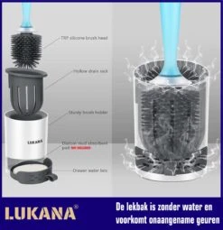 Lukana Siliconen WC Borstel Met Zeepdispenser - Hervulbaar - Vrijstaand Of Hangend - Sneldrogend, Hygiënisch & Antibacteriële Werking - Zonder Boren - Toilet Brush - Toiletborstel Houder - Lekbak -Badkamer Product Winkel 1162x1200 4