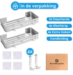 BrandtBergkamp RVS Doucherek 2 Laags – Zonder Boren – Doucherekje Hangend – Badkamerrek Zilver -Badkamer Product Winkel 1166x1200 4