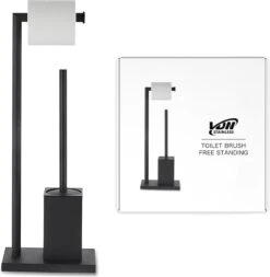 VDN Stainless Wc Rolhouder Staand - Wc Borstel Met Houder Zwart - Toiletrolhouder En Toiletborstel Met Houder - Vierkant - RVS - 2 In 1 -Badkamer Product Winkel 1170x1200