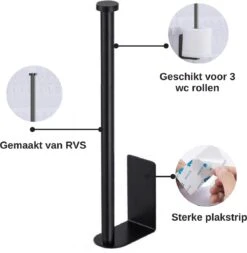 Wc Rolhouder Zonder Boren Toiletrolhouder Reserverolhouder 3 Rollen - Zwart - Badkamer Accessoires - RVS - Hangend -Badkamer Product Winkel 1173x1200 6