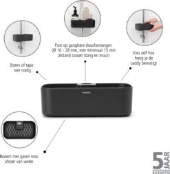 Brabantia ReNew Doucherek - Zonder Boren - Dark Grey 13 Brabantia ReNew Doucherek - Zonder Boren - Dark Grey -Badkamer Product Winkel 1173x1200 7