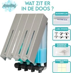 Aquathof, Zeepdispenser, RVS Kleur, 4 Kamer, 4 Reservoirs, 4x500ml, Hangend - Wandmontage -Badkamer Product Winkel 1174x1200 4