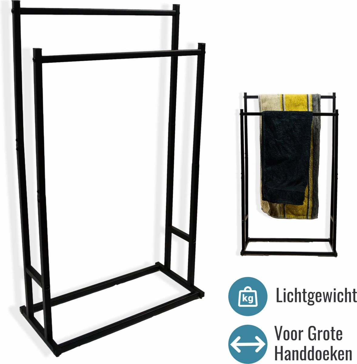 Mmoods XL Handdoekrek 2 Baren Badkamer Zwart - 25 X 50 X 86 Cm - Handdoekenrek Staand Keuken - Handdoekhouder Vrijstaand 2 Dragers 3 Mmoods XL Handdoekrek 2 Baren Badkamer Zwart - 25 X 50 X 86 Cm - Handdoekenrek Staand Keuken - Handdoekhouder Vrijstaand 2 Dragers