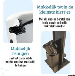 Mmoods Toiletbutler Zwart - WC Borstel Met Toiletrolhouder Vrijstaand - Toiletborstel Siliconen Industrieel Design Mmoods - Reserverolhouder Zonder Boren Staand Met Plankje RVS -Badkamer Product Winkel 1177x1200 3