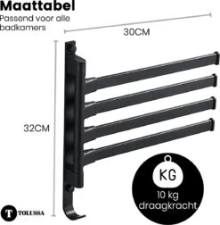 Tolussa Handdoekrek Badkamer Zwart - 30 CM - Handdoekhouder Zwart - Handdoekenrek Badkamer - Draaibaar 17 Tolussa Handdoekrek Badkamer Zwart - 30 CM - Handdoekhouder Zwart - Handdoekenrek Badkamer - Draaibaar -Badkamer Product Winkel 1178x1200 2