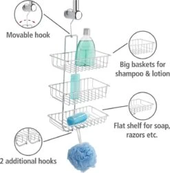 WENKO Doucherek Nivala 3-laags Chroom - Doucherek Zonder Boren - Doucherek Hangend -Badkamer Product Winkel 1180x1200 2