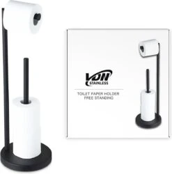 VDN Stainless Wc Rolhouder Staand - Wc Rolhouder Zwart - Toiletrolhouder En Reserverolhouder - RVS - Geschikt Voor 3+1 WC Papier Rollen - 2 In 1 -Badkamer Product Winkel 1185x1200 3