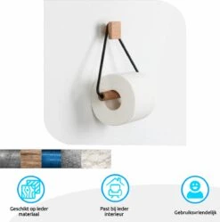 Toiletrolhouder Zonder Boren- Wc Rolhouder - Zuignap - Zelfklevend - Hout -Badkamer Product Winkel 1191x1200