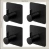 Merkloos Handdoekhaak 4 + 1 GRATIS Set Zonder Boren - RVS - Zwart - Vierkant Zelfklevend - Badjas - Theedoek Hanger Keuken Badkamer Handdoek Haakjes -Badkamer Product Winkel 1194x1200 2