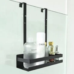 Doucherek Hangend - Ophangbaar Doucherek - Mat Zwart - Badkamerrek - Zonder Boren - Doucherek Aan Douchewand - Doucherekje -Badkamer Product Winkel 1195x1200 5