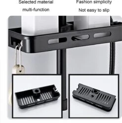 Merkloos Douchestang Opbergrek - Zonder Boren - Luxe - Zwart - Shampoohouder - Zeephouder - Opbergrek - Douche - Douchegelhouder -Badkamer Product Winkel 1195x1200 6