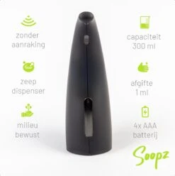 Soopz Black Graphite Classic - Automatische Zeepdispenser - No Touch Sensor - Mat Zwart - 300ml – Zeeppompje -Badkamer Product Winkel 1195x1200 7