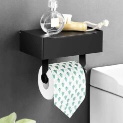 Merkloos Luxe Toiletrolhouder PRO 20.5 X 14.5 X 12 Cm- Planchet Opbergruimte - Plankje & Bakje- WC Rolhouder - Zelfklevend Of Borend - RVS - Waterbestendig -Badkamer Product Winkel 1198x1200 1