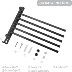 BOTC Handdoekrek - 5-armig Handdoekhouder - Handdoekstang - 180 Graden Verstelbaar - Badkamer - Zwart 13 BOTC Handdoekrek - 5-armig Handdoekhouder - Handdoekstang - 180 Graden Verstelbaar - Badkamer - Zwart -Badkamer Product Winkel 1198x1200 7