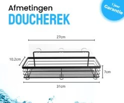 RVS Doucherek Zelfklevend Zonder Boren Zwart - Douchemandje Met 15KG Draagvermogen - Planchet Badkamerrek - Shower Rack - 31x10cm -Badkamer Product Winkel 1200x1000 12